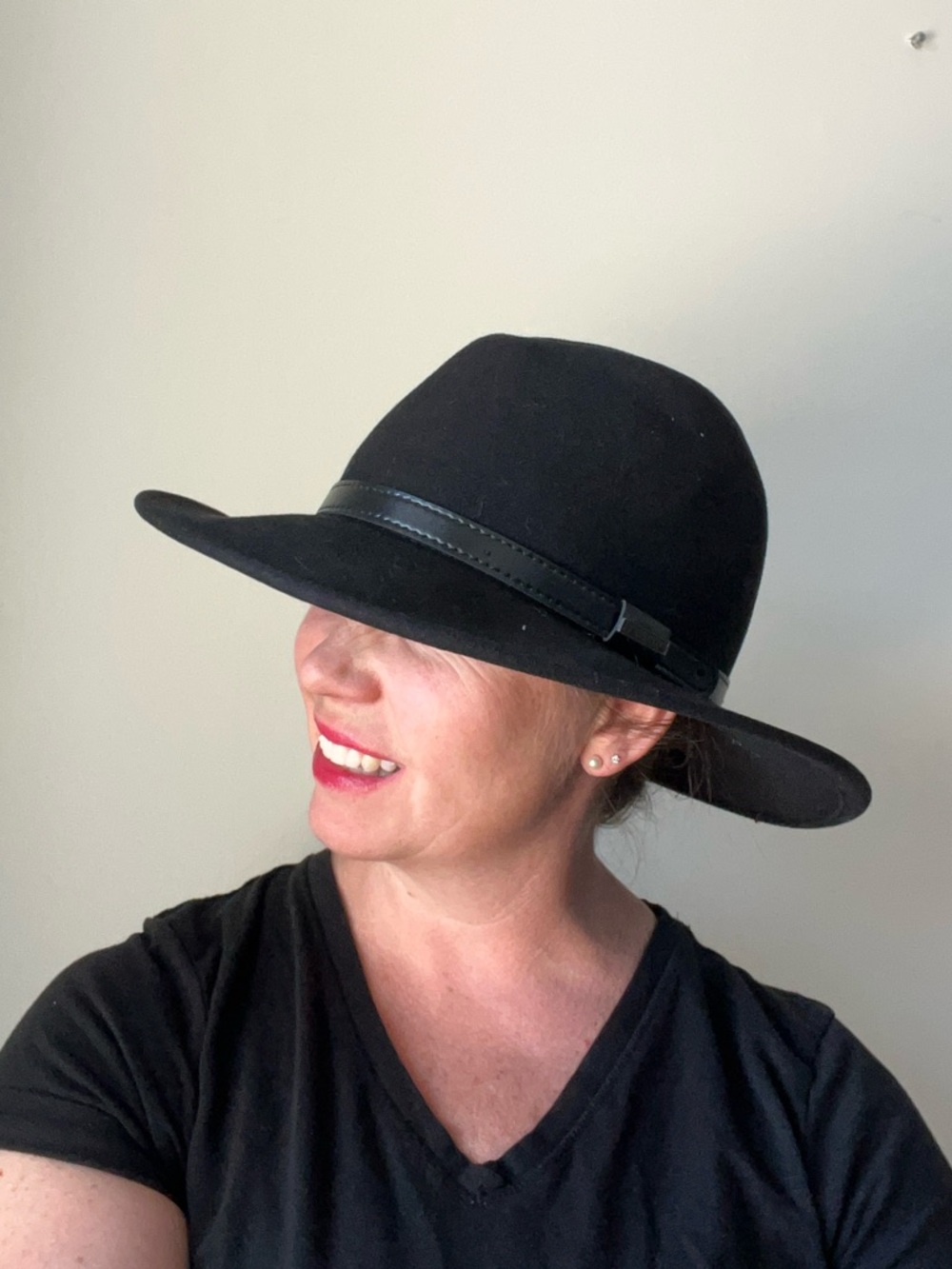 Pendleton Black Wide-Brim Fedora with Leather Band